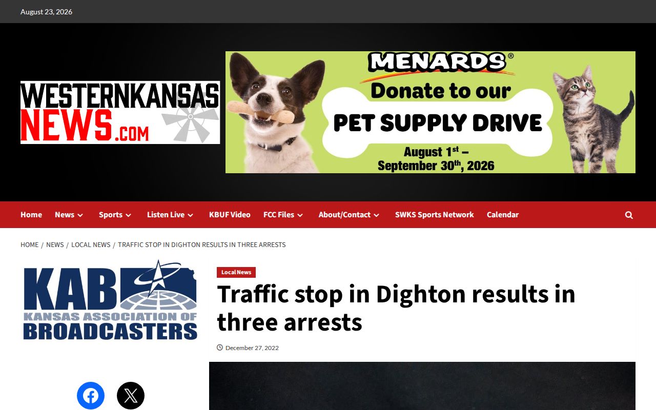 Lane County arrest news report from Western Kansas News
